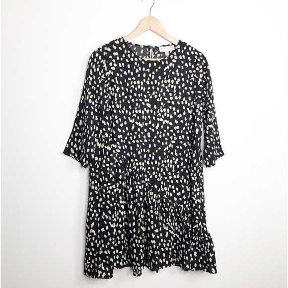 Hayden LA Black with tan spots asymmetrical dress - Picture 2 of 12